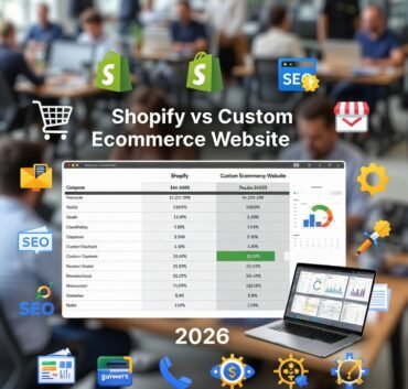 shopify vs custom Ecommerce 2026 comparison chart ecommerce platform features cost seo