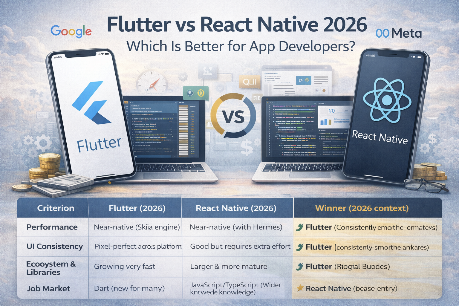 Flutter vs React Native 2026 Which Is Better for App Developers - progriso